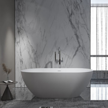 Artificial Stone Acrylic Solid Surface Freestanding Oval Bathtub
