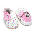 Roze bloemmeisjes zachte lederen baby schoenen