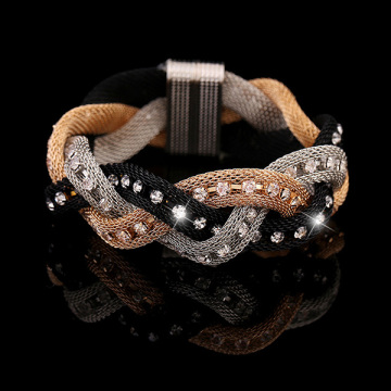Nylon Mesh Crystal Bracelet Magnetic Stardust Wrap Bracelet
