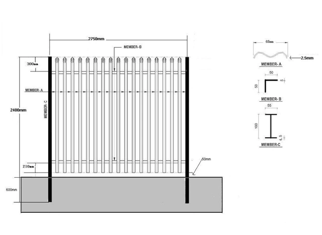 Wholesale Hot Dipped Galvanized W Pale High Security Palisade Fencing