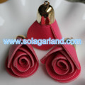 30 * 40MM Faux Leather Rose Flower Fringe Rassel Untuk Tas Tangan