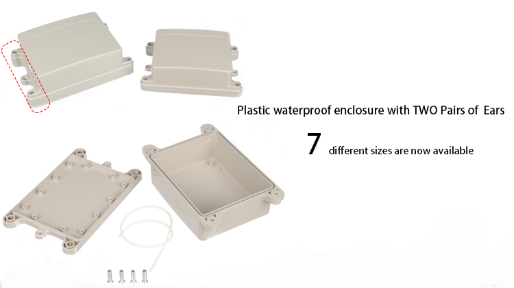 76 Sizes wall mount enclosure box waterproof storage IP67 abs plastic electrical junction box with ear electric flanged housing