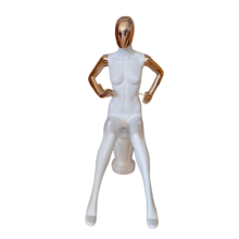 Chromed Female Mannequin Sitting Full Body Model for Apparel Display