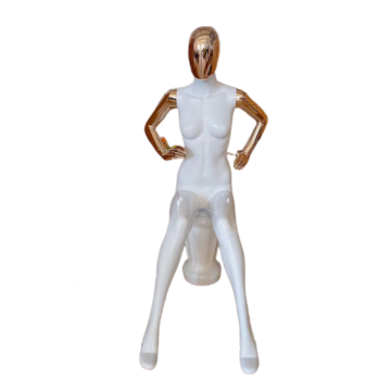 Chromed Female Mannequin Sitting Full Body Model for Apparel Display