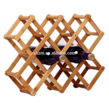 Space Saving Bamboo Fold Wine Rack wholesale folding 10 bottles bamboo wine rack, manual wine rack