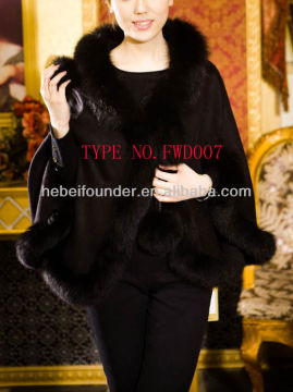 Cashemere capes with real fur trims,with hood