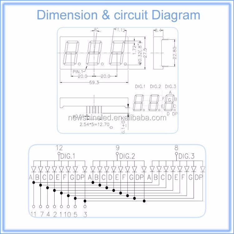 Plant offering 0.8 inch 3 digit large led 7 segment display DIP 0.8" 7 segment large led display 3  digital  white led segment 7