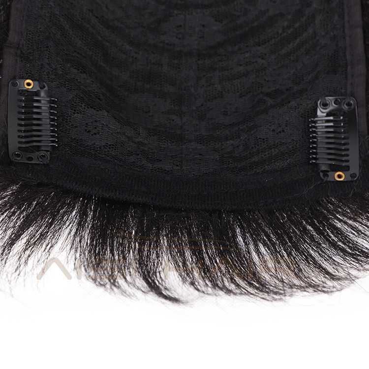 Aisi Hair 100% Human Hair Toupee for Men Natural Black Hair Machine Made Toupee Replacement System Hairpieces with Clips