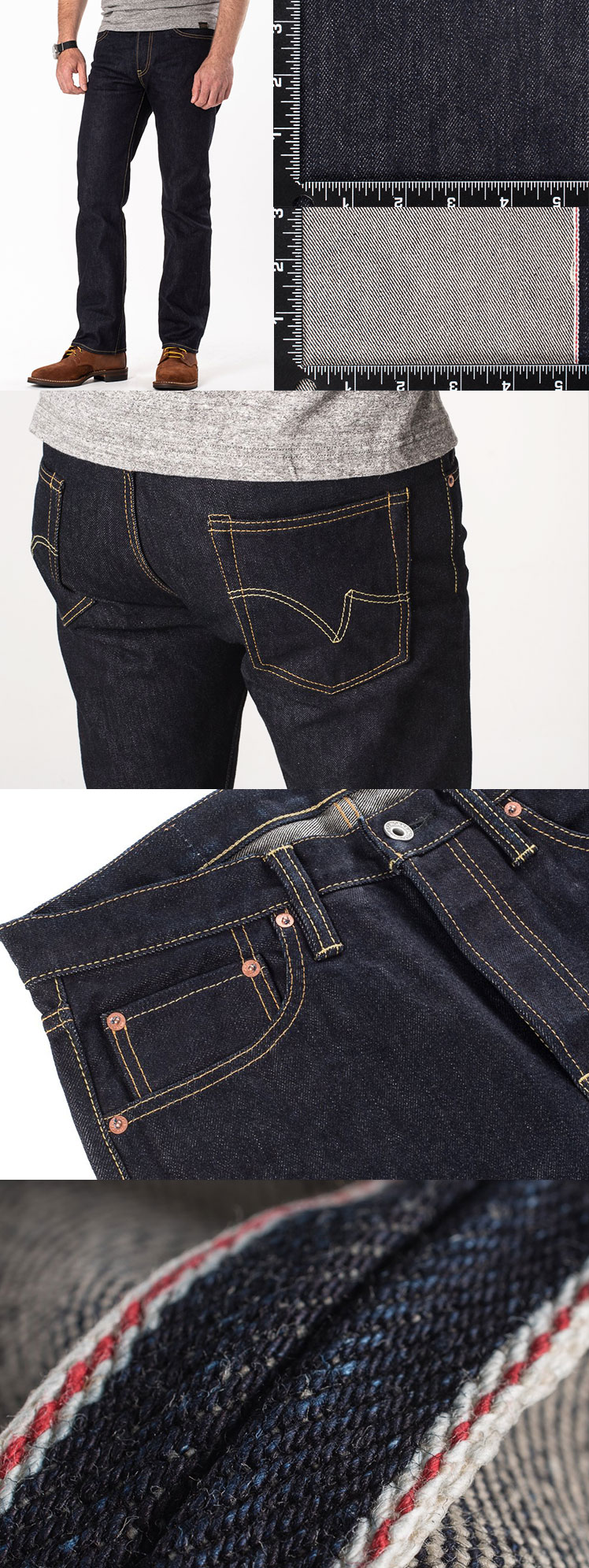 المنسوجة مع غزل اللحمة الملتوية مزدوجة 17 أوقية شجاع Selvage Black Denim جينز نحيف