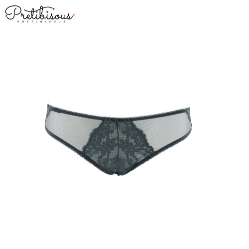 Womens floral lace sexy transparent bra panty set