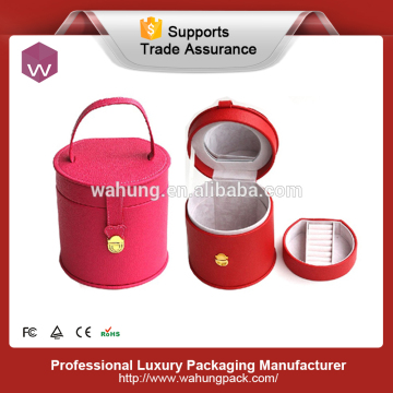 cylinder cheap beautiful cosmetics leather box
