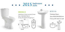 2015 Bathroom toilet set, Sanitary ware two piece toilet and pedestal basin, made in China bathroom designs