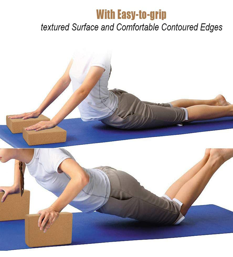 Wholesale 100% Natural Custom Logo Printed Cork Yoga Block and Brick Set for Yoga