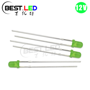 12V 3mm Green LED Built-in Resistor DC