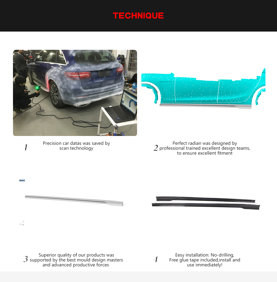 JCSportline Pre-preg Carbon Fiber Side Skirts For Maserati Ghibli Sedan 4-Door 2014-2021