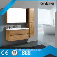 2015 new style luxury MDF unique oak wall mounted corner bathroom mirror cabinet