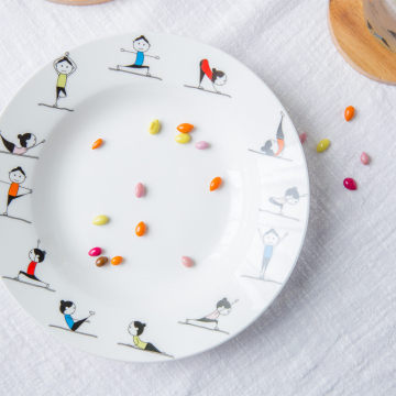 Yoga Plate Bowl Mug Fine China Cute Plate