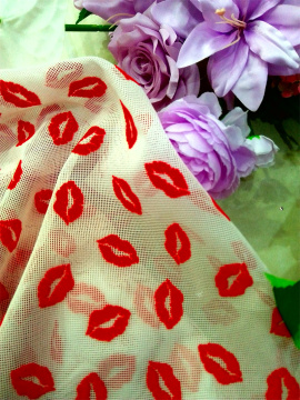 100% POLY MESH FLOCKING KNIT FABRIC