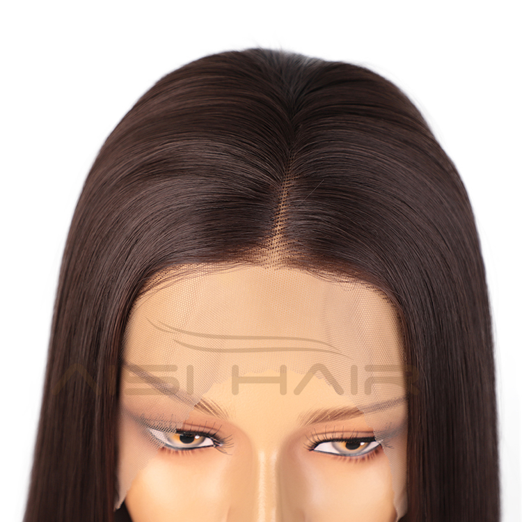 Aisi Hair Long Silky Straight Wave Brown Wig Cheap Swiss Lace Wig Synthetic Hair Lace Frontal Wigs For Black White Women