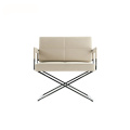 Modern Stainless Steel Leather Easy Lounge Chair