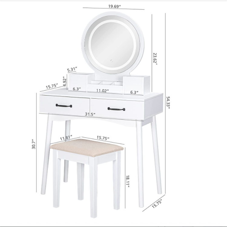 White Solid Wood Dressing Table 4