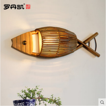 American style home deco fish shape bamboo indoor wall light