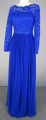 Royal Blue Lace Long Sleeve Chiffon Evening Dress