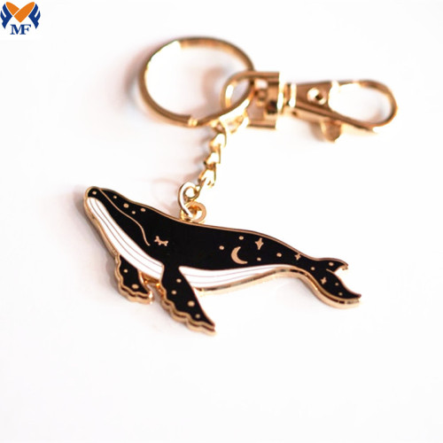 Metal Custom Logo Enamel Animal Cosmic Whale Keychain