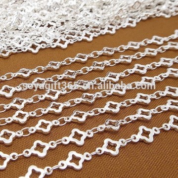 Silver Tone Flower Chain Copper Link Chain For Jewelry Diy
