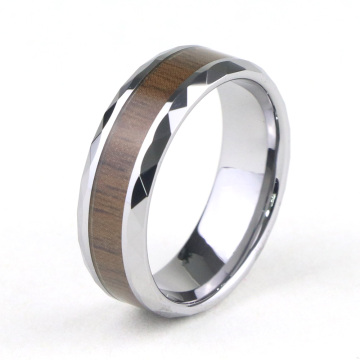 Tungsten Carbide Wedding Band Ring With Wood Inlay