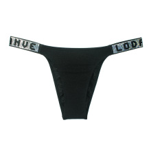 Hot Girl Solid Color Diamond Black Low Waist G-line Thongs