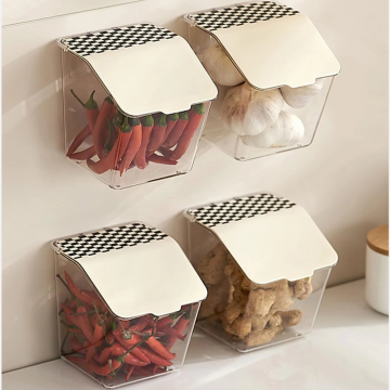 JUMEIJIA Wall-Mounted Garlic Keeper with Lid - Easy to Clean Garlic Saver Box