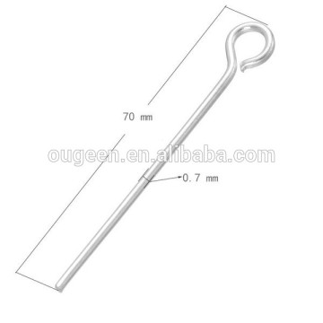 0.7*70mm silver plated colored jewelry decorative head pins