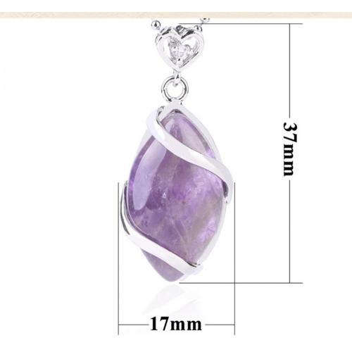 Silver Wrapped Oval Gemstone Pendant Necklace for women