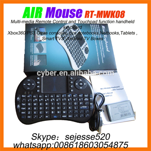 Portable Wireless Keyboard Mouse Touchpad Mini keyboard RT-MWK08 for PC,Pad,Android tv box