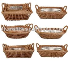 brown color no lining wicker baskets with ear handle