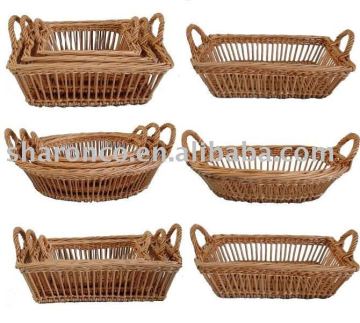 brown color no lining wicker baskets with ear handle