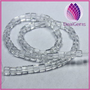 Glass bead clear 4x4mm cube