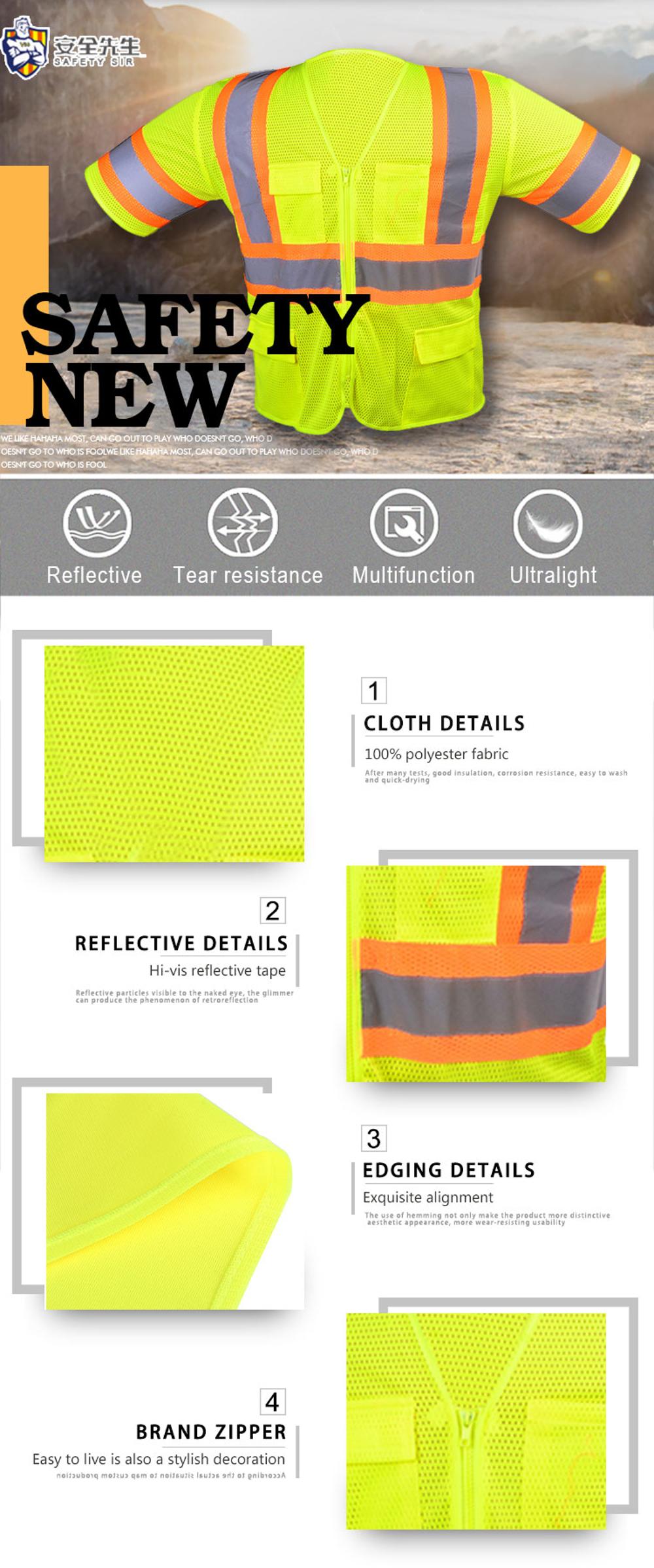 EN20471 HIGH VISIBILITY yellow pink orange blue SECURITY WORK reflective VEST airport safety vests