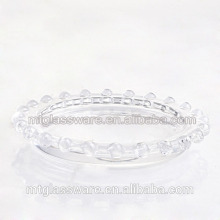 Clear dinnerware,glass round shaped plate beaded