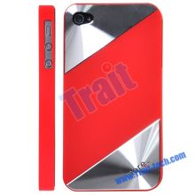 Aluminum with Plastic Diagonal Middle Part Hard Case for iPhone 4, iPhone 4S(Red)