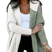 Autumn Winter Solid Hooded Patchwork Loose Sweater