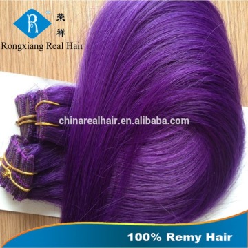 Wholesale double drawn human hair highlight single clip hair extensions