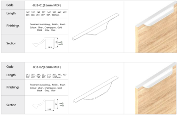 Aluminium intergrated handle profile 3