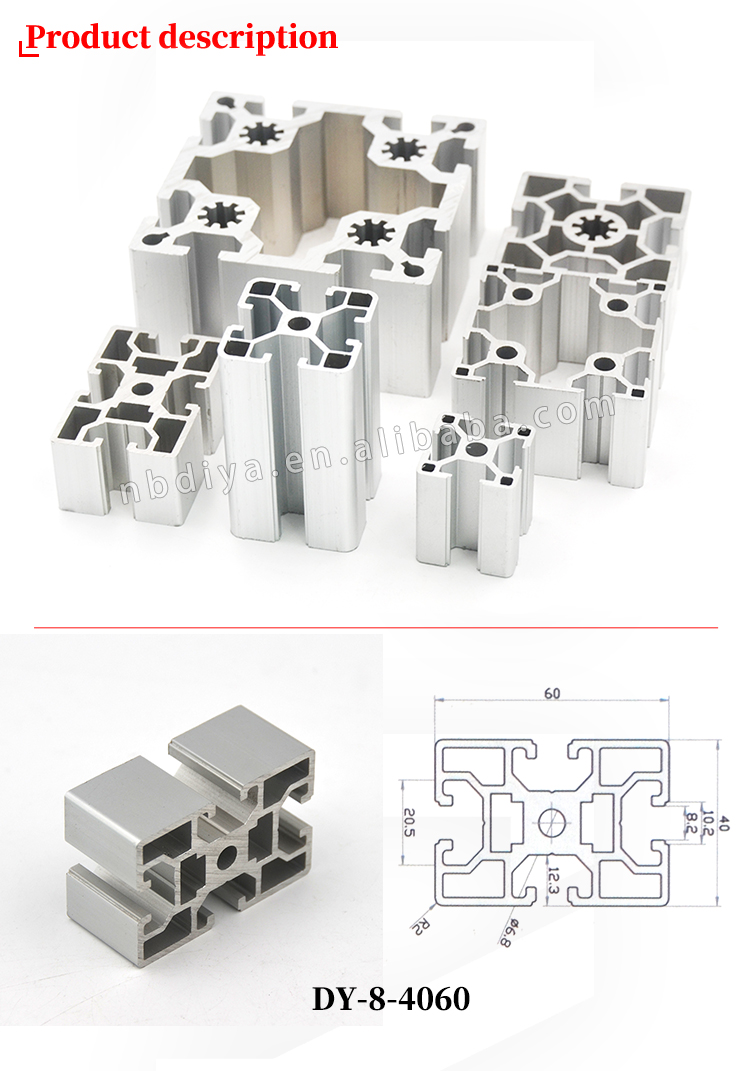 Industrial T Slot Alloy 4060 Accessory Extruded China Track Customized Structure Square Aluminum Profile Extrusion