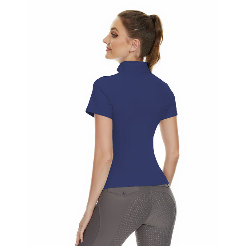 Wholsale Zipper Equestrian Tops for Women Short Sleeve