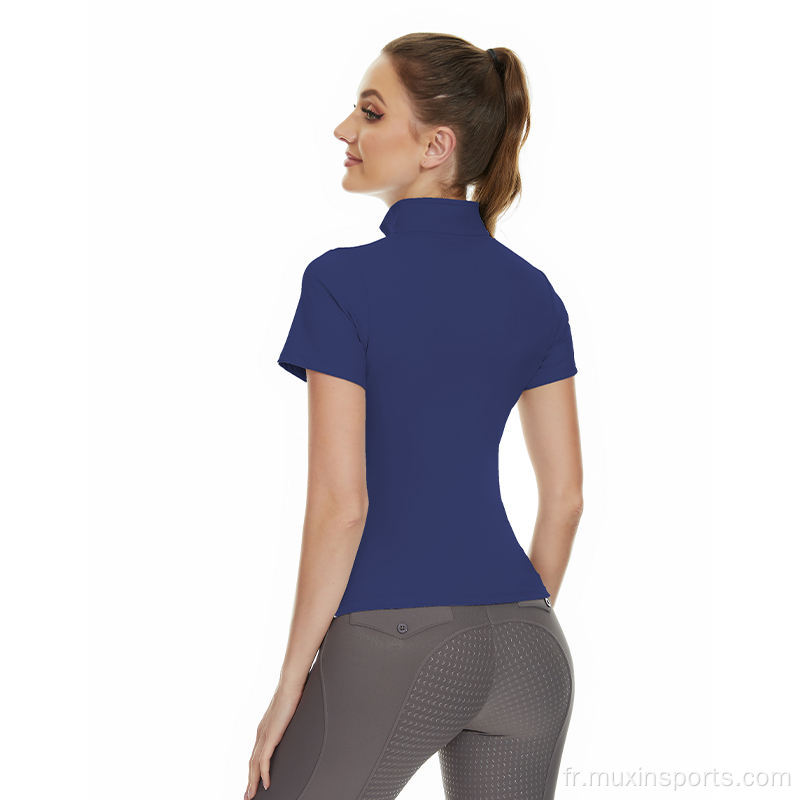 Navy Blue Women Base Layer Horse Riding Tops