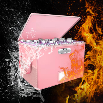 Fireproof Waterproof Document Box with Handle - Large Capacity Important Papers Storage Box