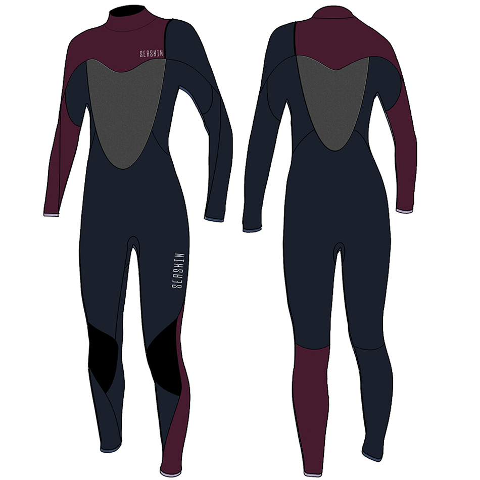 Seaskin 3/2mm Neoprene 지퍼가없는 여성 서핑 잠수복