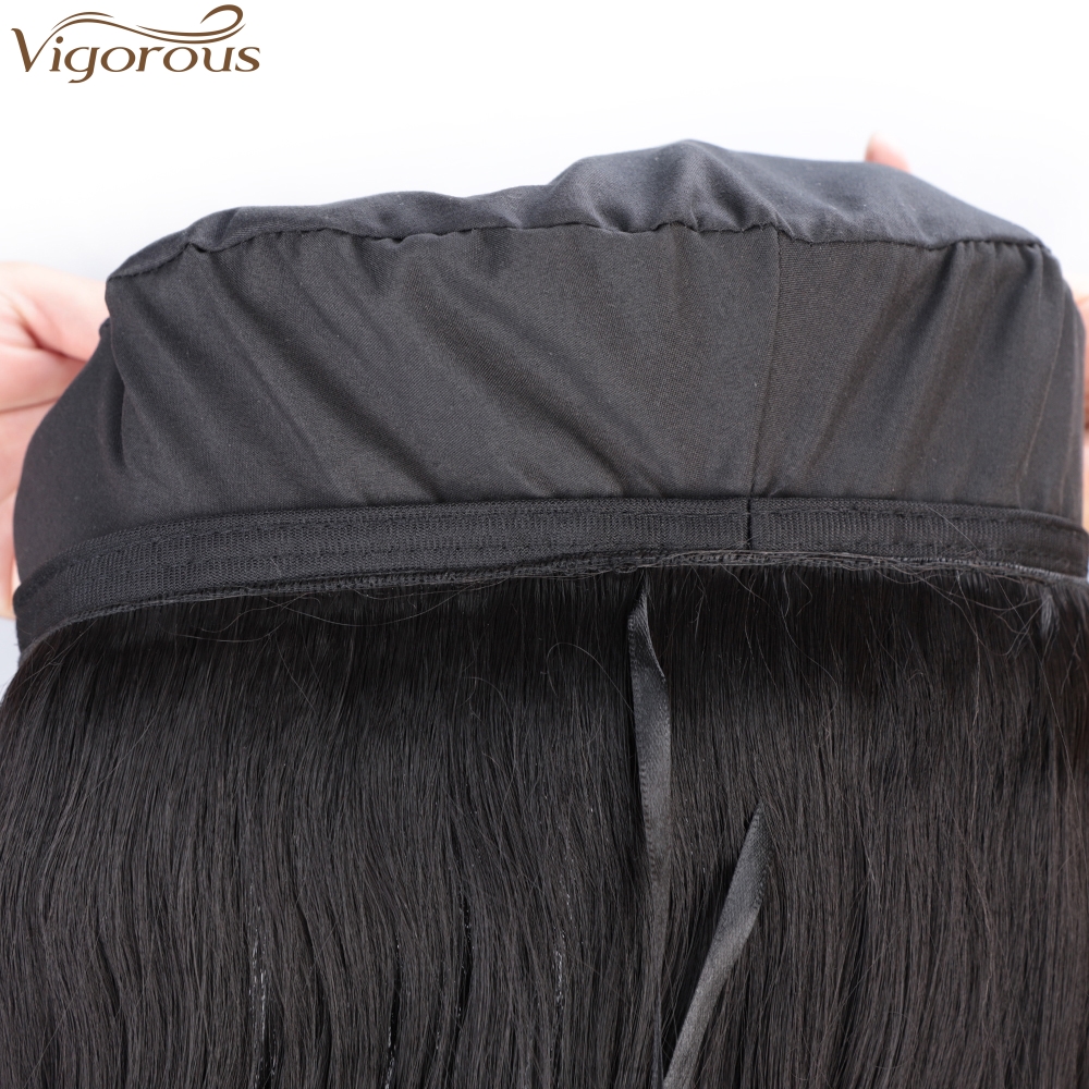 Vigorous Black Wig Hat Synthetic Hair Extensions for Women Wavy Hairstyles Wigs Heat Resistant Hair Extension Wigs